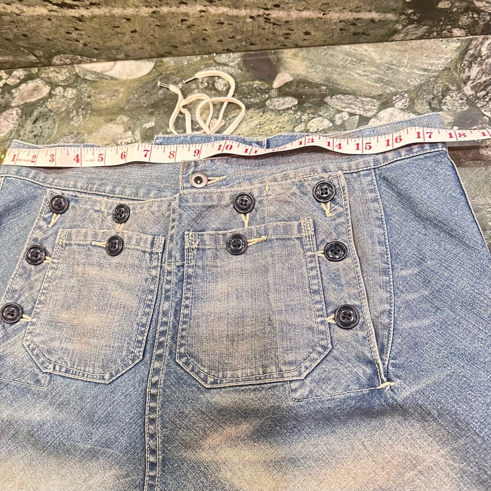 Rare Ralph Lauren Sailor Style Buttons Lace Up Tie Denim Cotton Skirt Size 12 - Picture 11 of 14